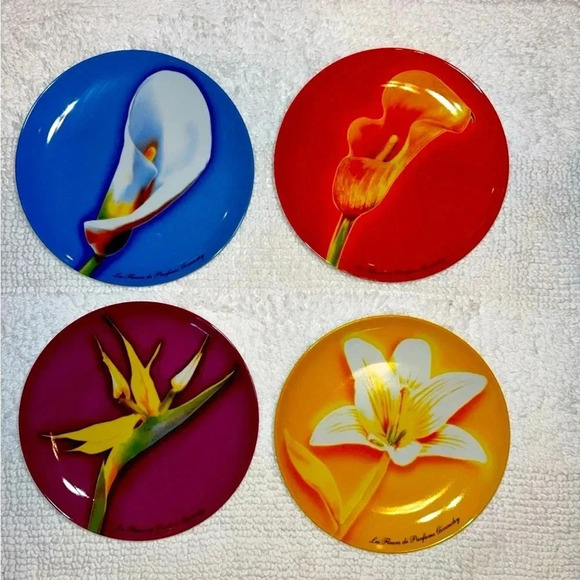 GIVENCHY Les Fleurs 8” Designer Luxury Floral Dinnerware Dessert Plates SET OF 4 - Picture 3 of 12